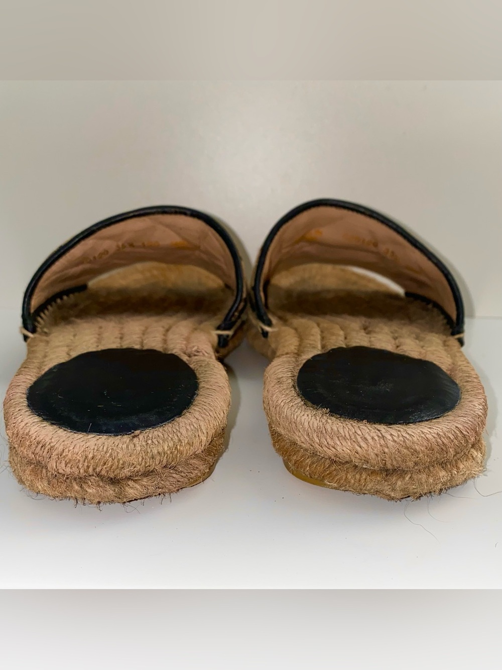 Authentic Gucci Beige Monogram Slide Espadrille with Gold GG - Picture 9 of 15
